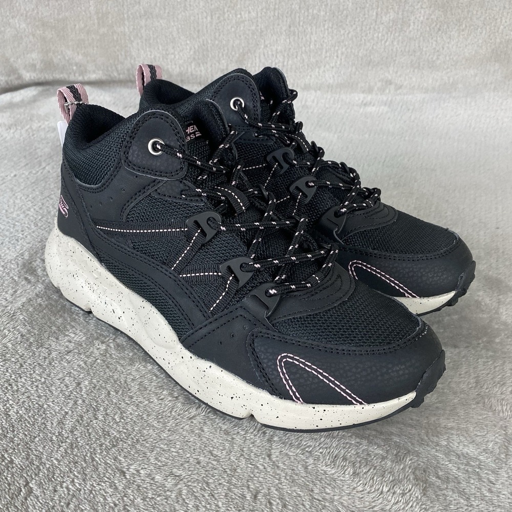 BOBS from Skechers Gosan Womens Boots Sneakers Size 7.5 Black Pink Mid Trail NEW